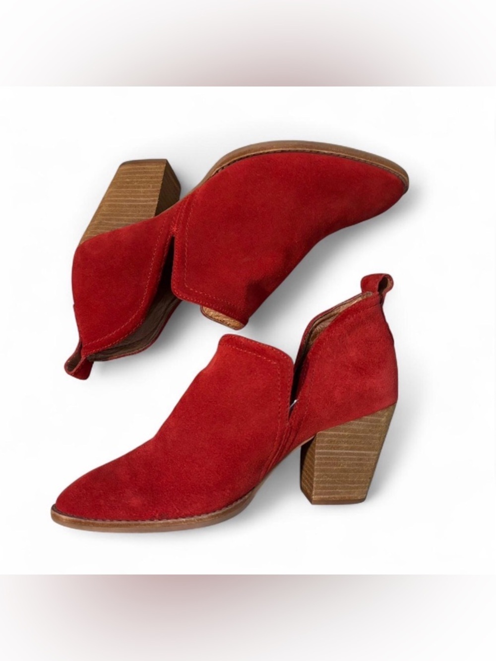 Jeffrey Campbell Red Suede Rosalee Ankle Boots Booties Heels Women's Size 9 - Picture 7 of 7
